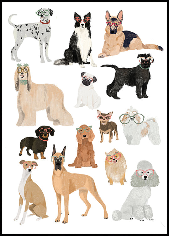 Dogs in glasses Print