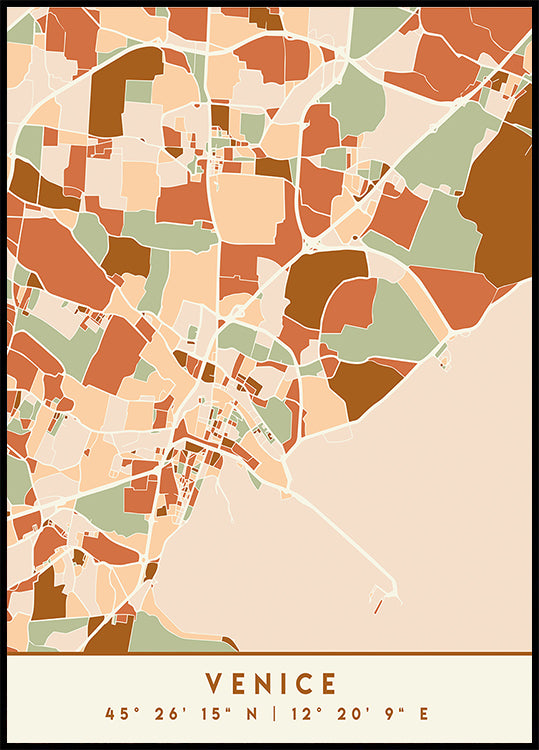 Black Maps Earth Tones 91 Poster