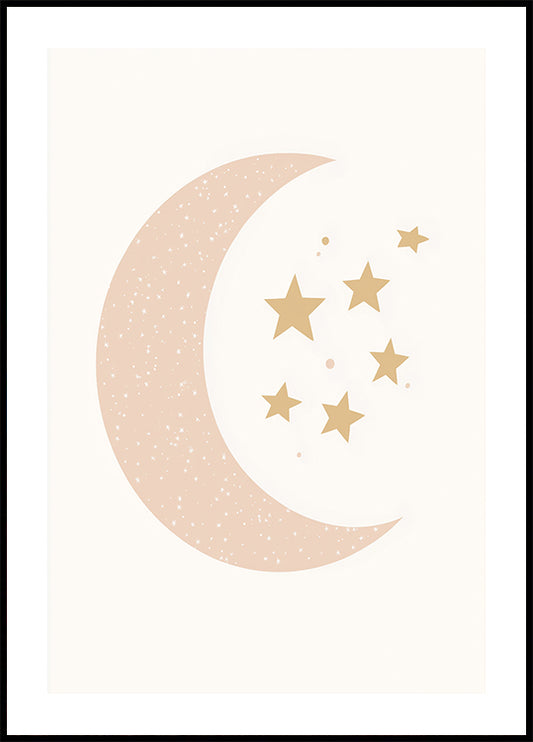 Crescent Moon and Stars Poster