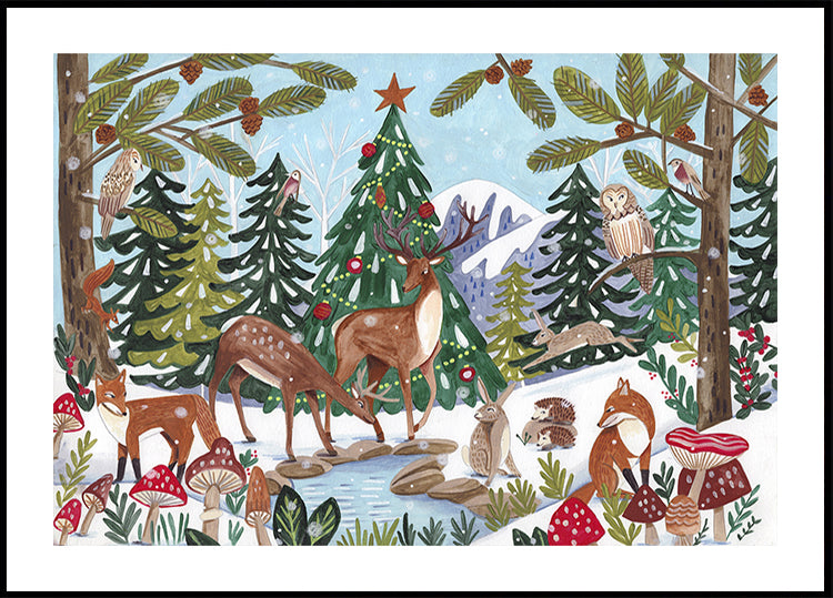 Animal Winter Scene Poster