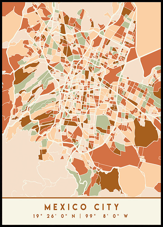 Black Maps Earth Tones 52 Poster