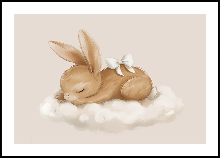 Sleeping Bunny With Bow Poster