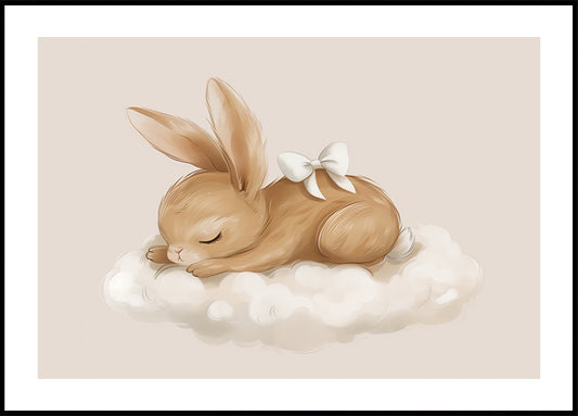 Sleeping Bunny With Bow Poster