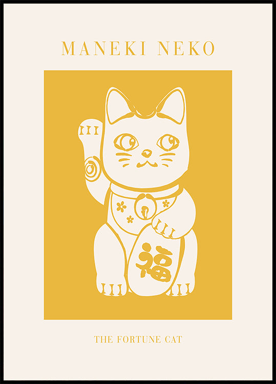 Maneki-Neko Yellow Cat Poster