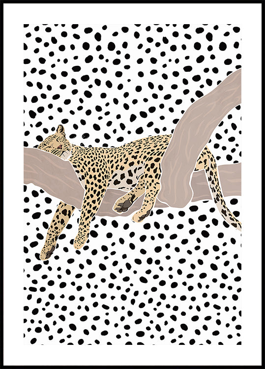Leopard Sleeping Polkadots Poster