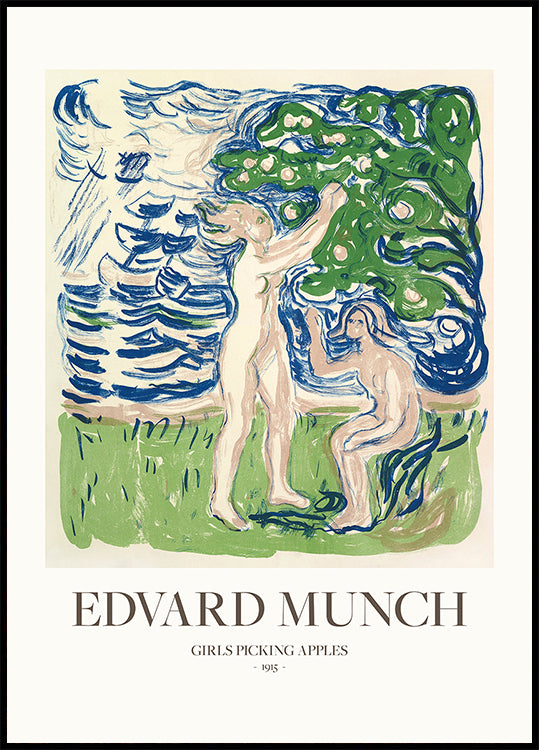 Girls Picking Apples Poster