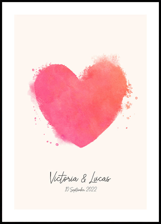 Watercolor Heart Personalized Poster