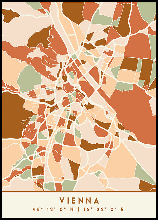 Black Maps Earth Tones 92 Poster