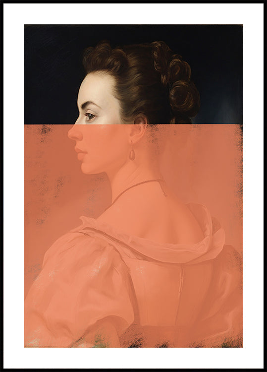 Altered Portrait of Woman Orange Modern Art Poster