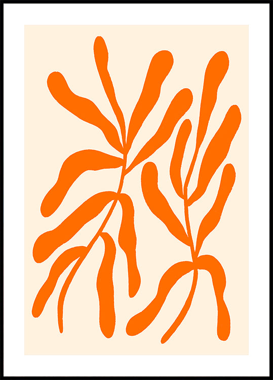 Orange Stylized Branches Poster