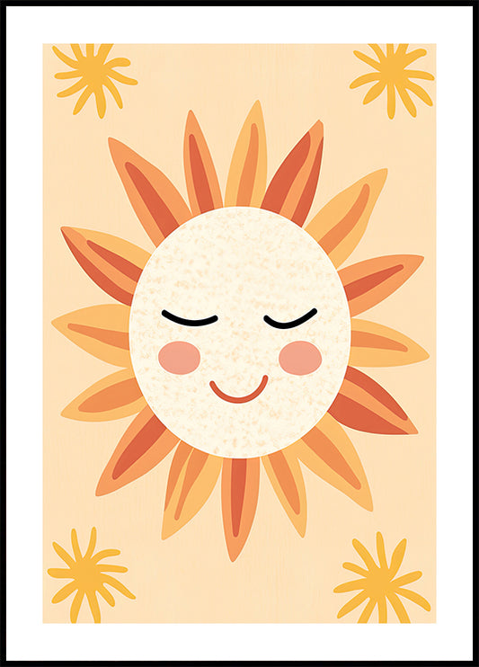 Smiling Sun Illustration Poster