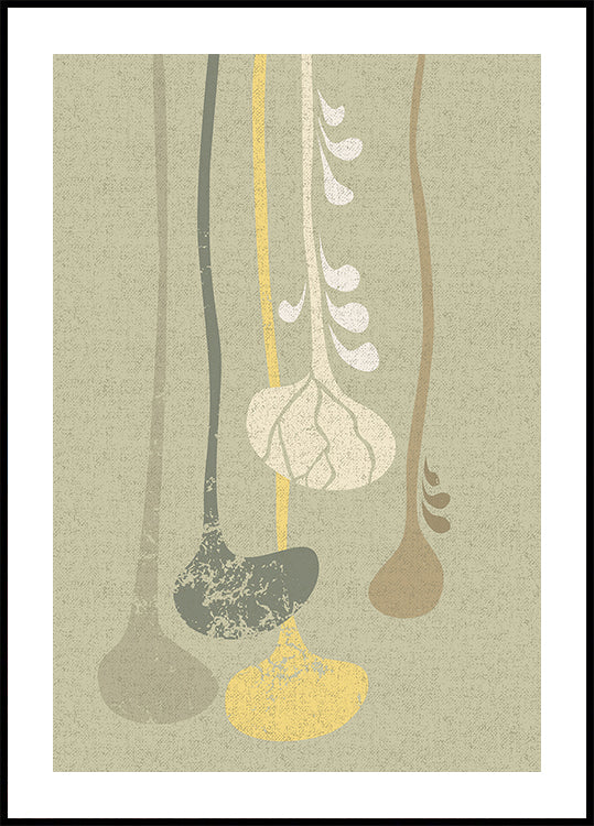 Abstract Paper Cut Composition sage green 1 Poster