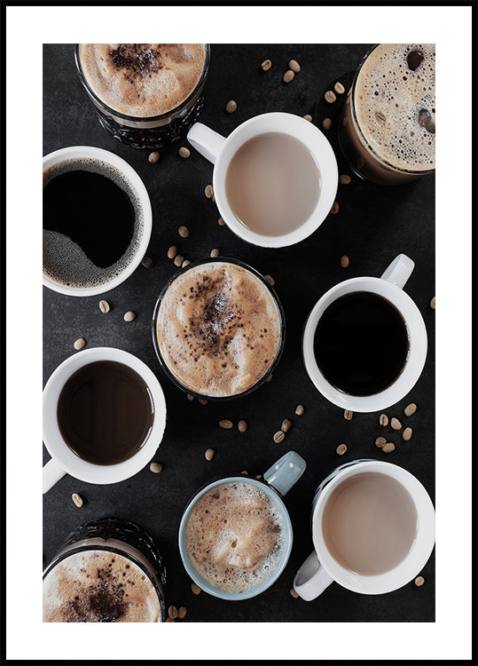 Variety of Coffee Cups Poster