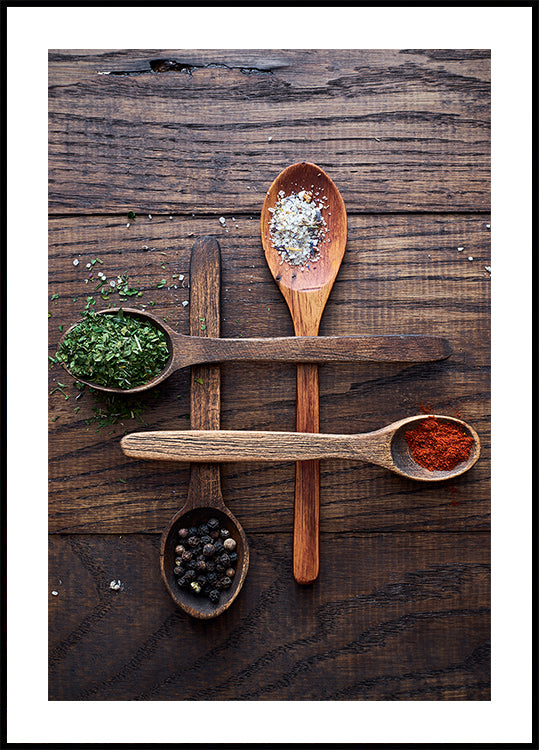 Wooden Spoons With Colorful Spices