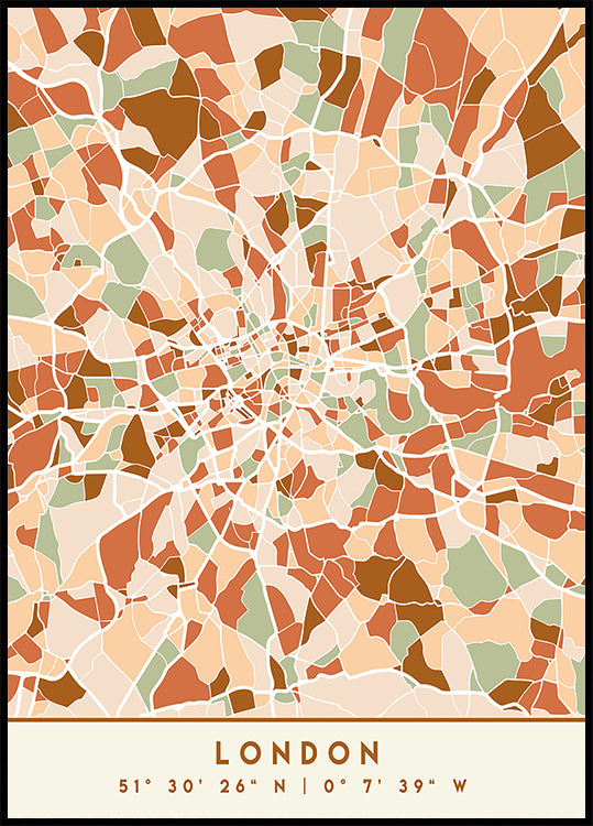 Black Maps Earth Tones 41 Poster