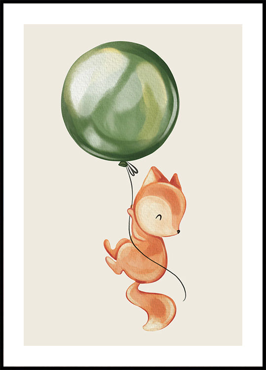 Fox Holding Balloon Poster