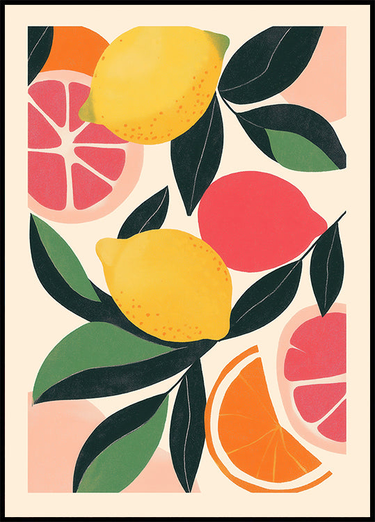Citrus Fruit Illustration Poster