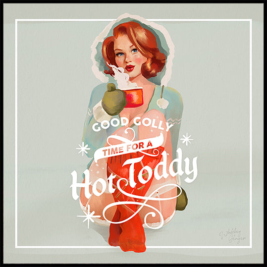 Hot Toddy Redhead Vintage Winter Cocktail Art Poster