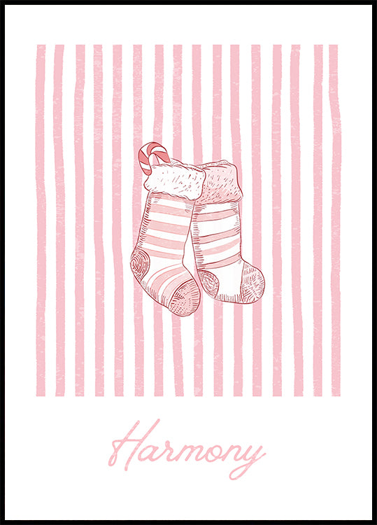 Stockings Harmony - Pink Stripes Poster