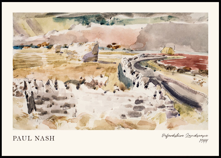 Oxfordshire Landscape Paul Nash British Watercolor Painting Poster