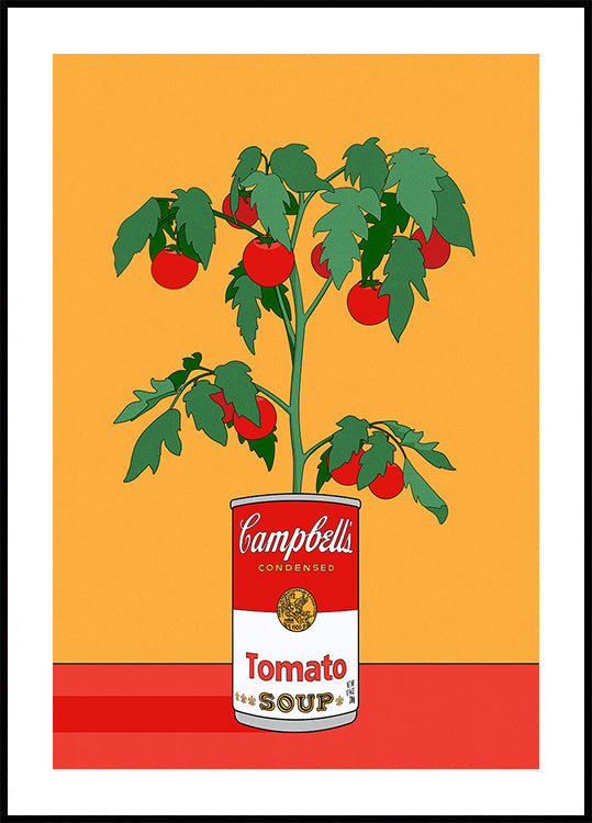 Campbells Soup Tomato Plant Retro Illustration Poster