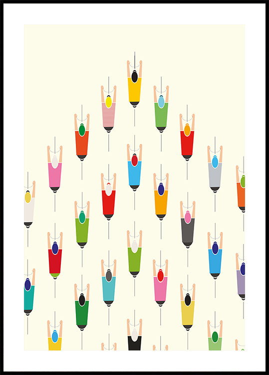 Leading the Pack Cycling Art Print Poster