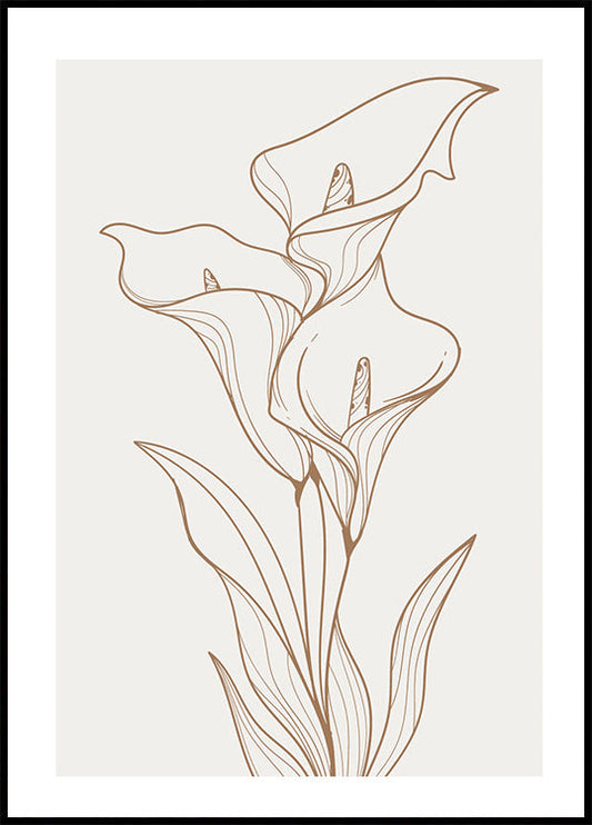 Elegant Line Art Floral Poster