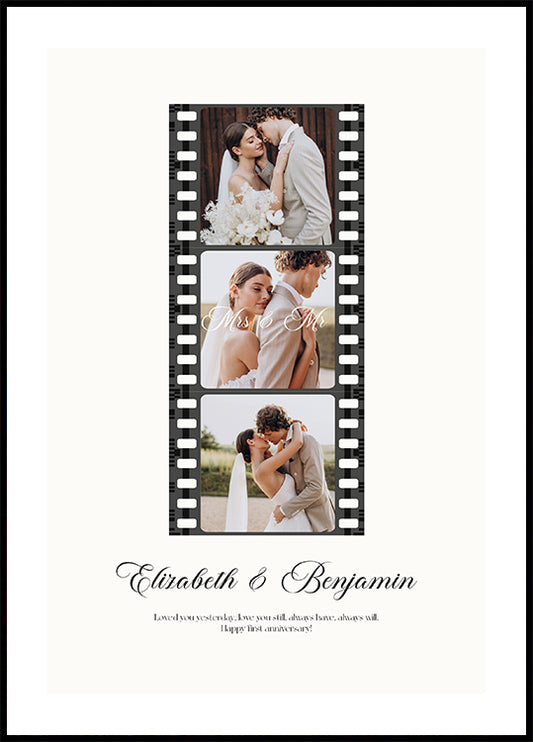 Romantic Wedding Film Strip, Mr and Mrs Poster