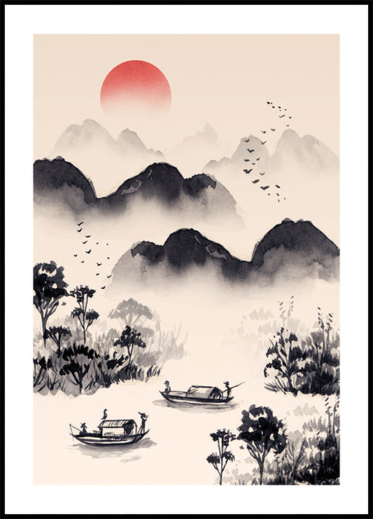 Calmness by the Mountain Poster