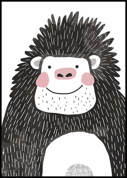 Smiling Gorilla Illustration Poster
