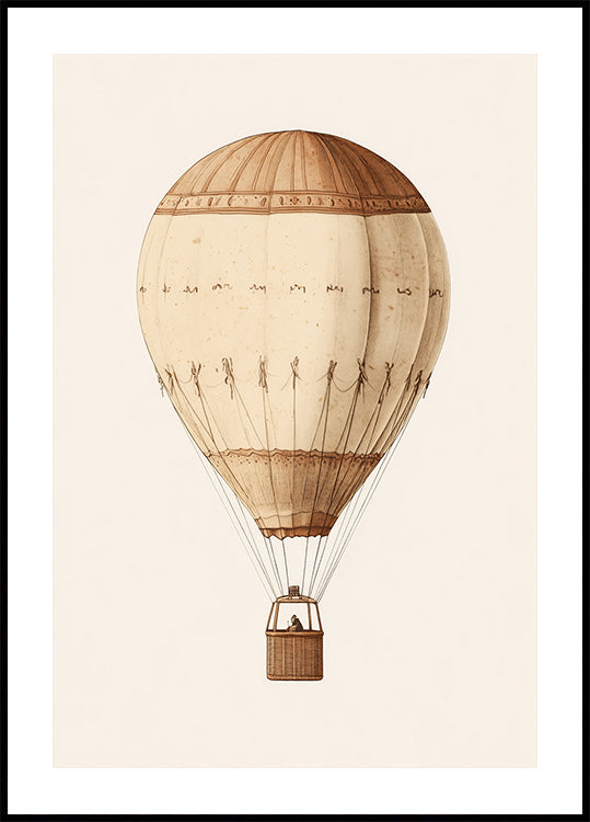 Vintage Air Balloon, Sepia Travel Adventure Poster