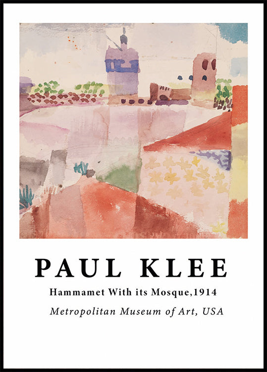 Hammamet with its Mosque, colorful abstract Tunisia Poster