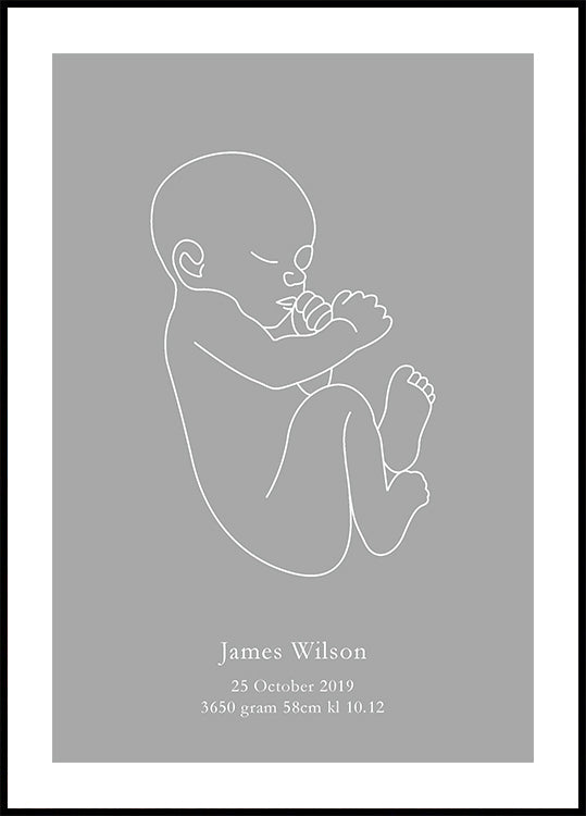 Minimalist Birth – Gray Poster
