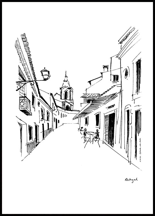 Waking Up In Portugal, Travel Sketch Poster