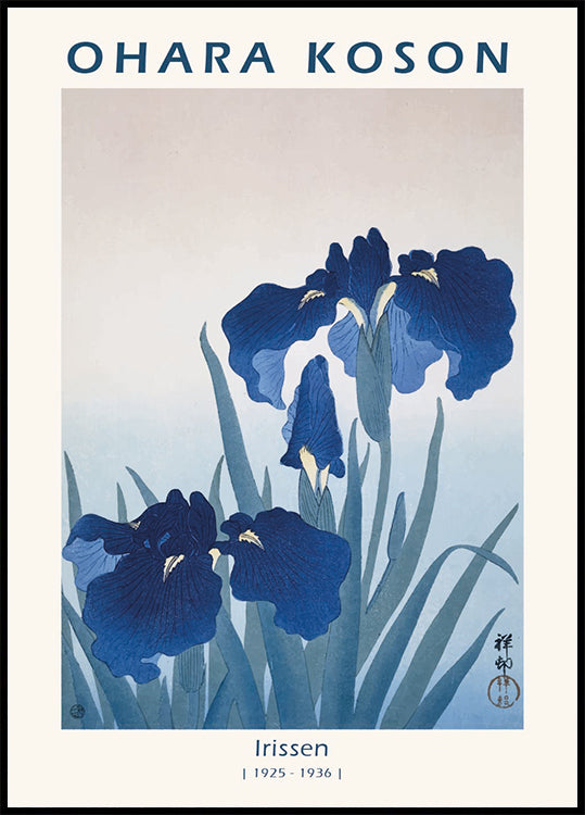 Irissen, Japanese Floral Woodblock Poster