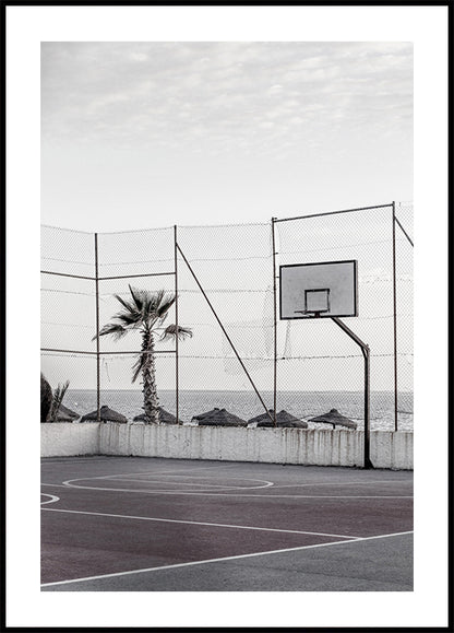 Basketball Court by the Sea Poster