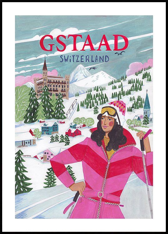 Travel Woman in Gstaad, Switzerland Poster