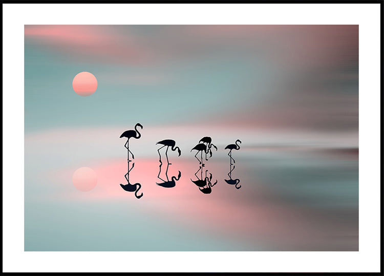 Family flamingos. Poster