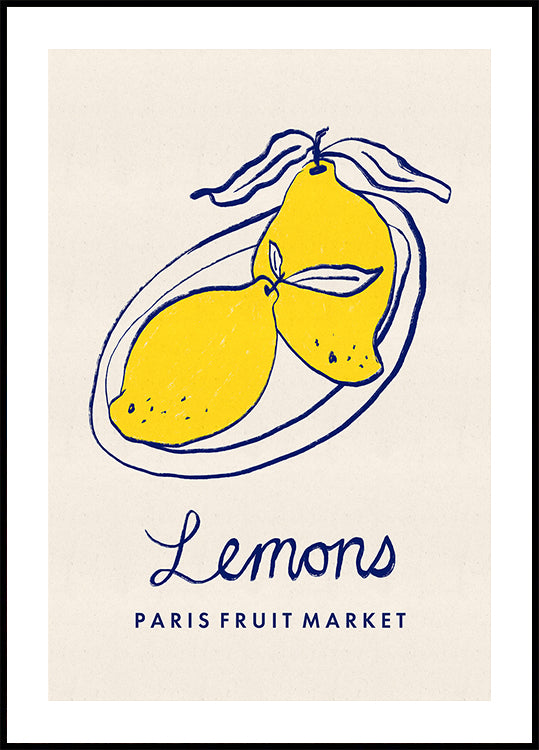 Food Art - Lemons Paris Fruit Market Poster