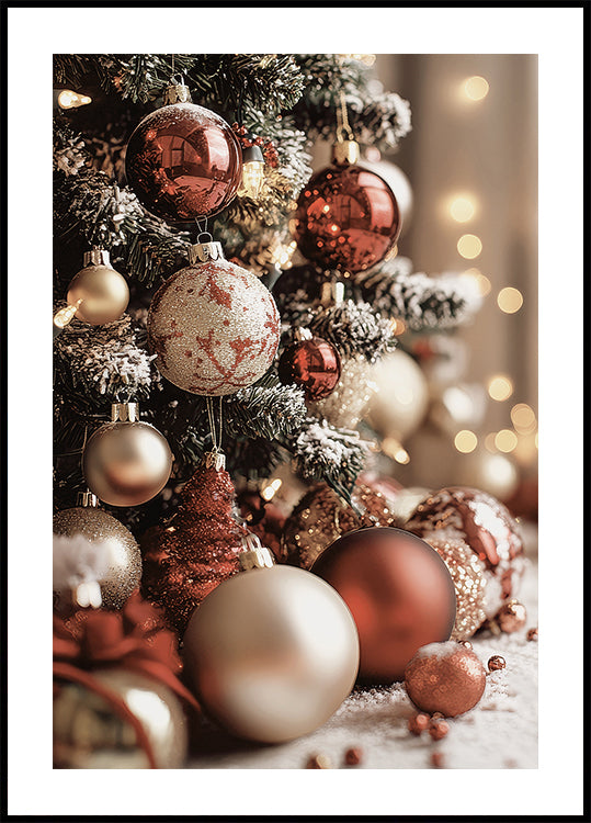 Christmas Ornaments and Festive Tree Poster