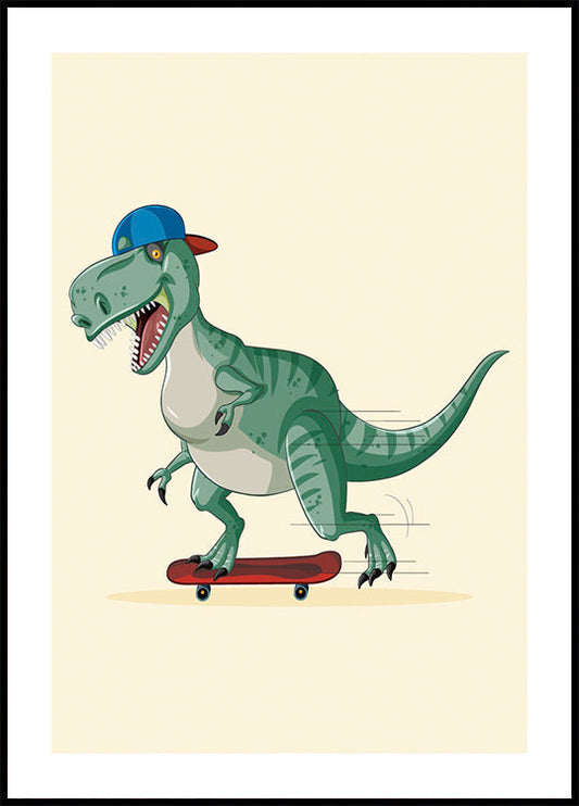 Skateboarding T-Rex Poster