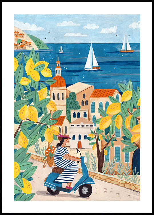 Travel woman on the Amalfi coast, Italy Poster