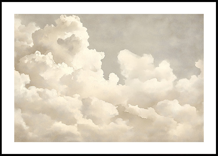 Dreamy Skies, Soft Clouds, Neutral Pastel Cloudscape Poster