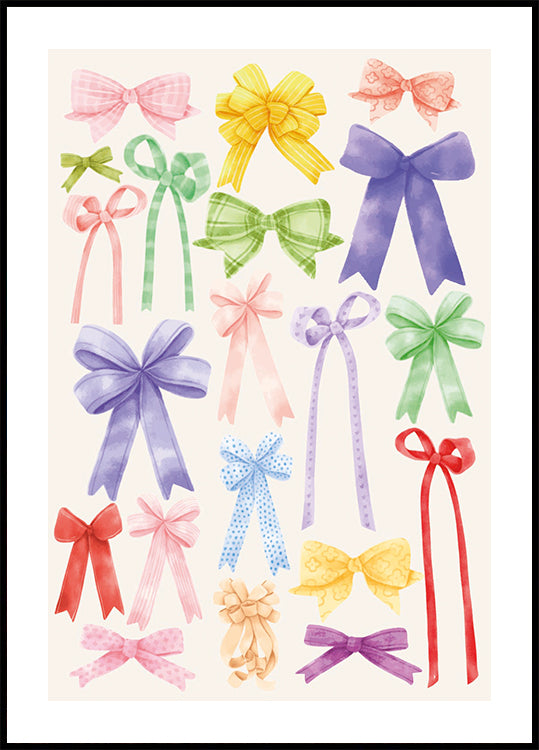 Colorful Ribbons, Bow Collection Illustration Poster