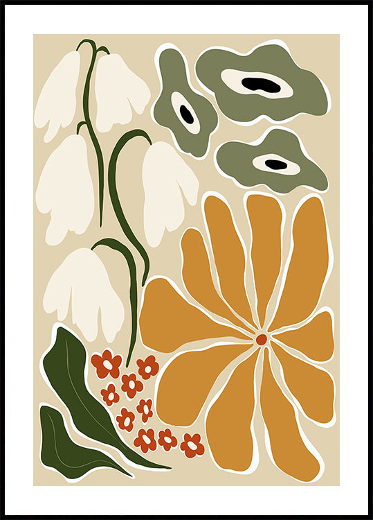 Classic Mid Century Florals Poster