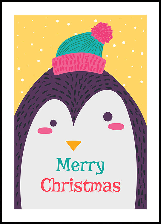 Xmas Card With Penguin Poster