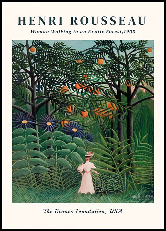 Woman Walking in an Exotic Forest Poster