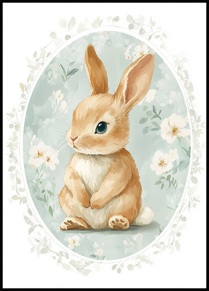 Sitting Baby Bunny With Blue Eyes Poster