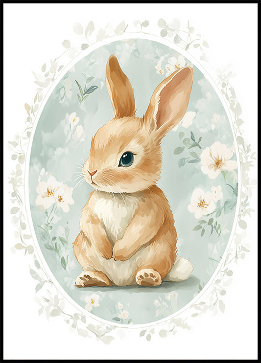 Sitting Baby Bunny With Blue Eyes Poster