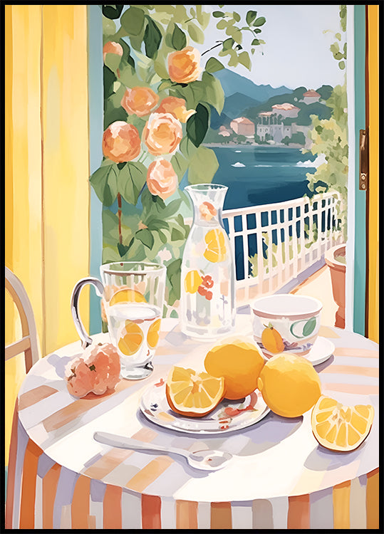 Lemon Morning on the Terrace, Mediterranean Summer Poster
